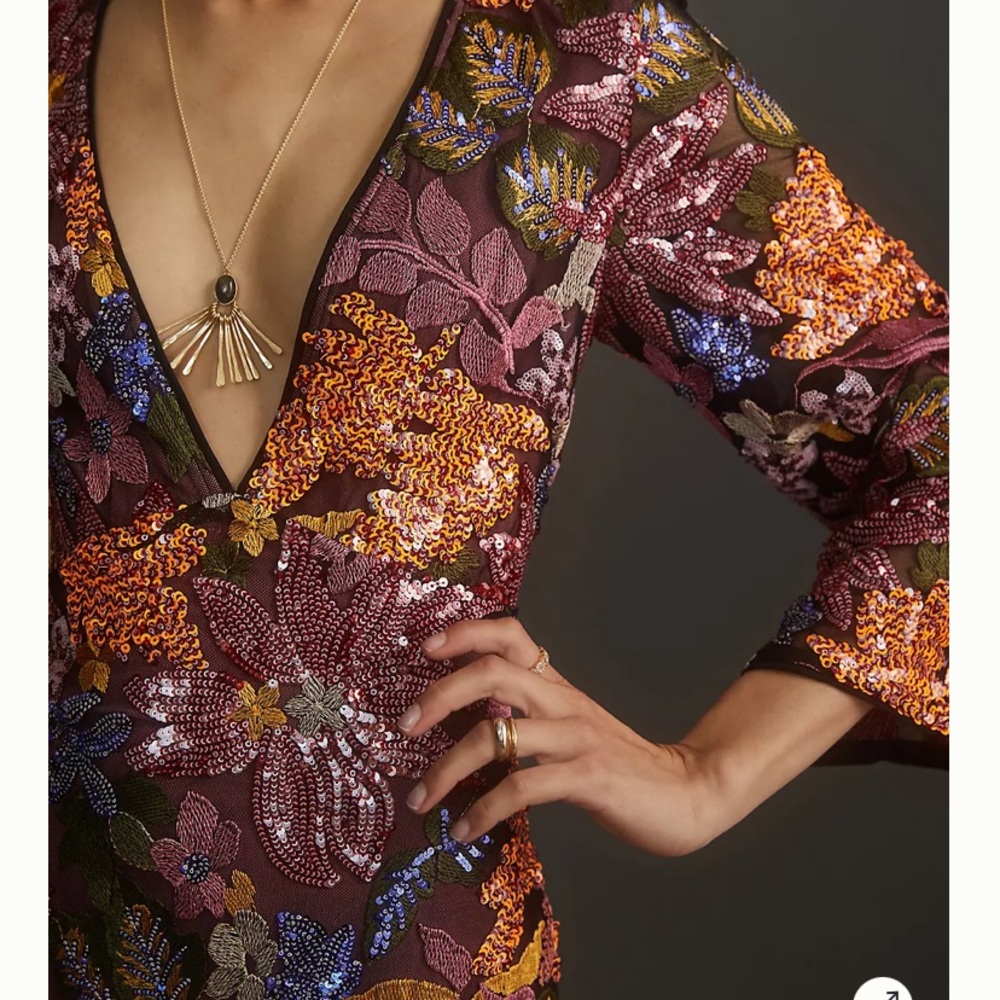 NWT ANTHROPOLOGIE Sequined Embroidered Mini Dress
